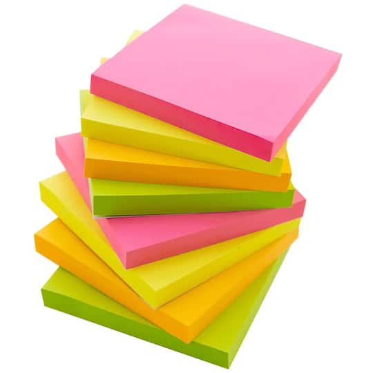 BAZIC Products® 3" x 3" Assorted Sticky Notepads, 3 Packs of 12